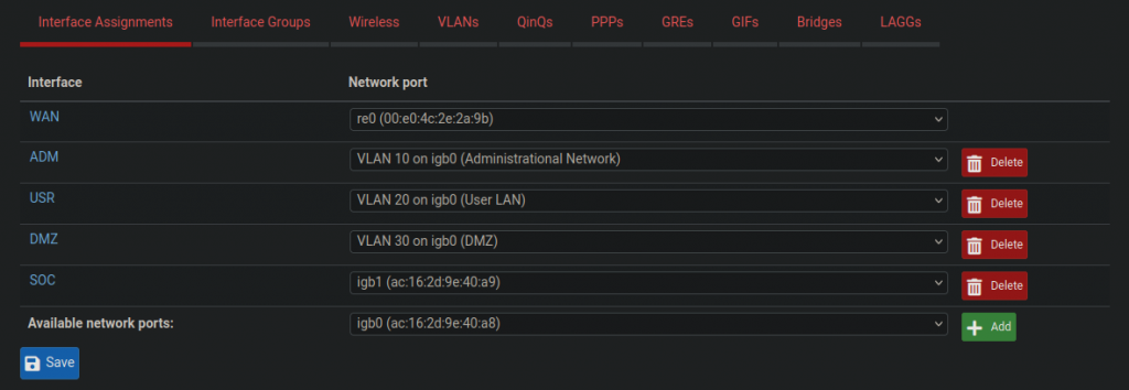 Pfsense INT Setup
