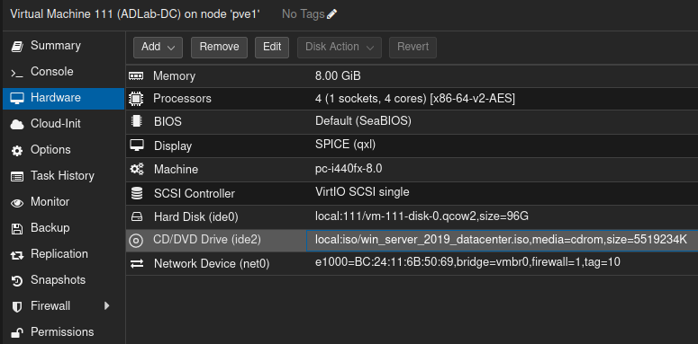 Server VM Specifications